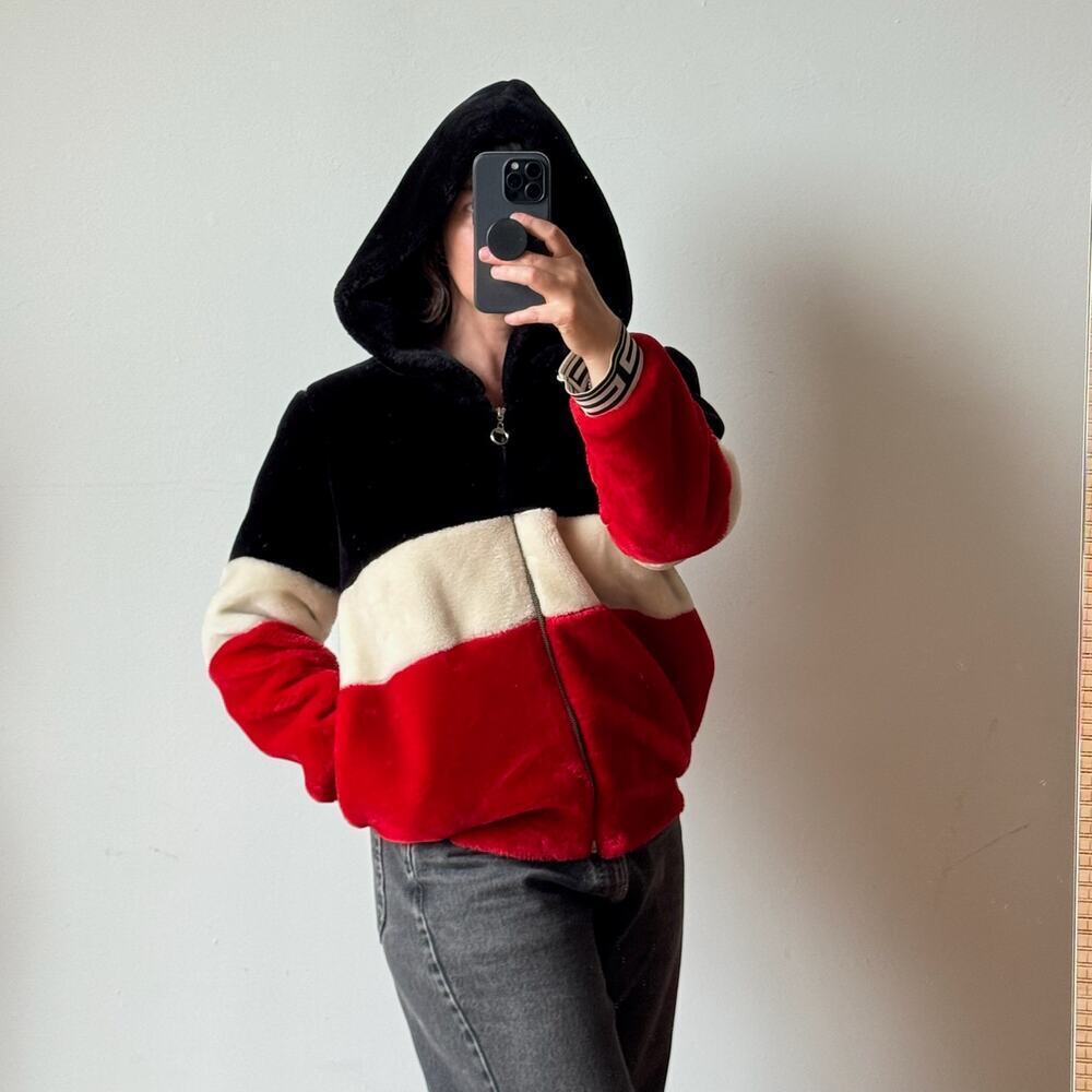 Tri-Color Faux Fur Hooded Jacket - Picture 2 of 11
